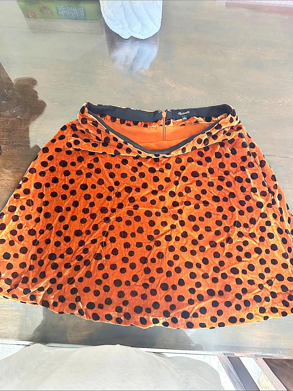 Madewell Velvet Circle Mini Skirt in Leopard Dot Leopard Dot Brown & Black Sz 6